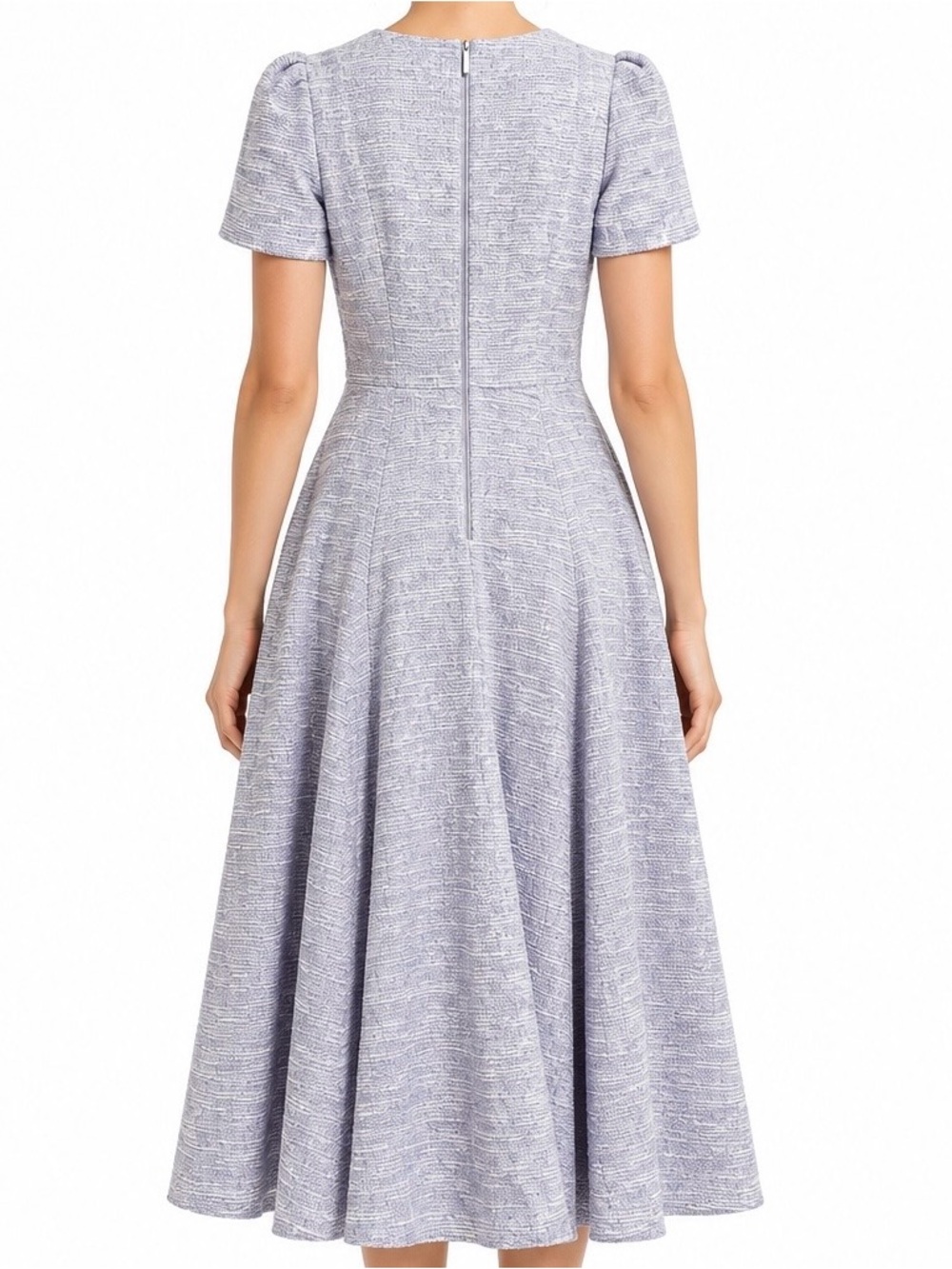 Calvin Klein Lavender Tweed Fit & Flare Midi Dress Women’s Size 12 - Picture 3 of 11